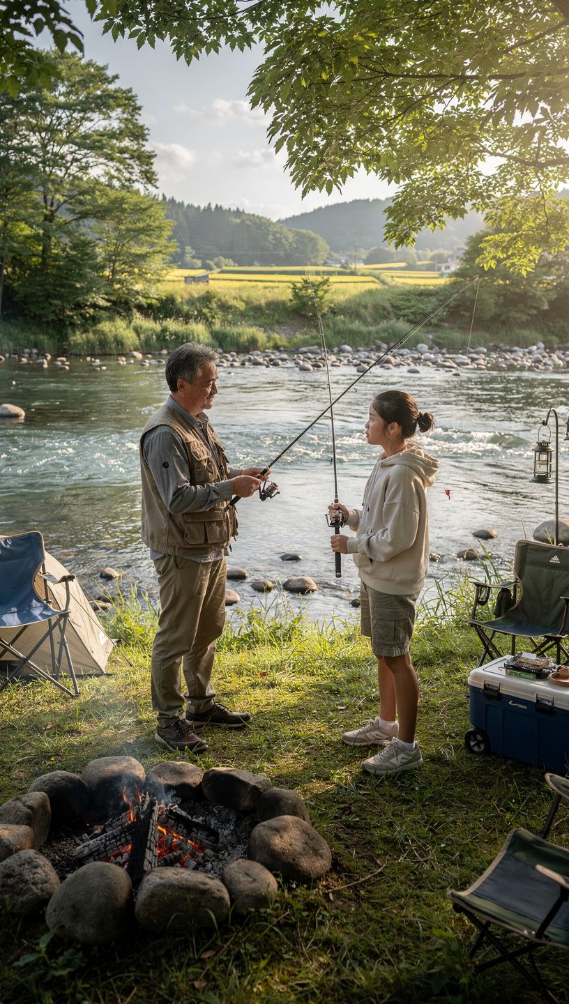 テントを設営するためのキャンプ場の全景