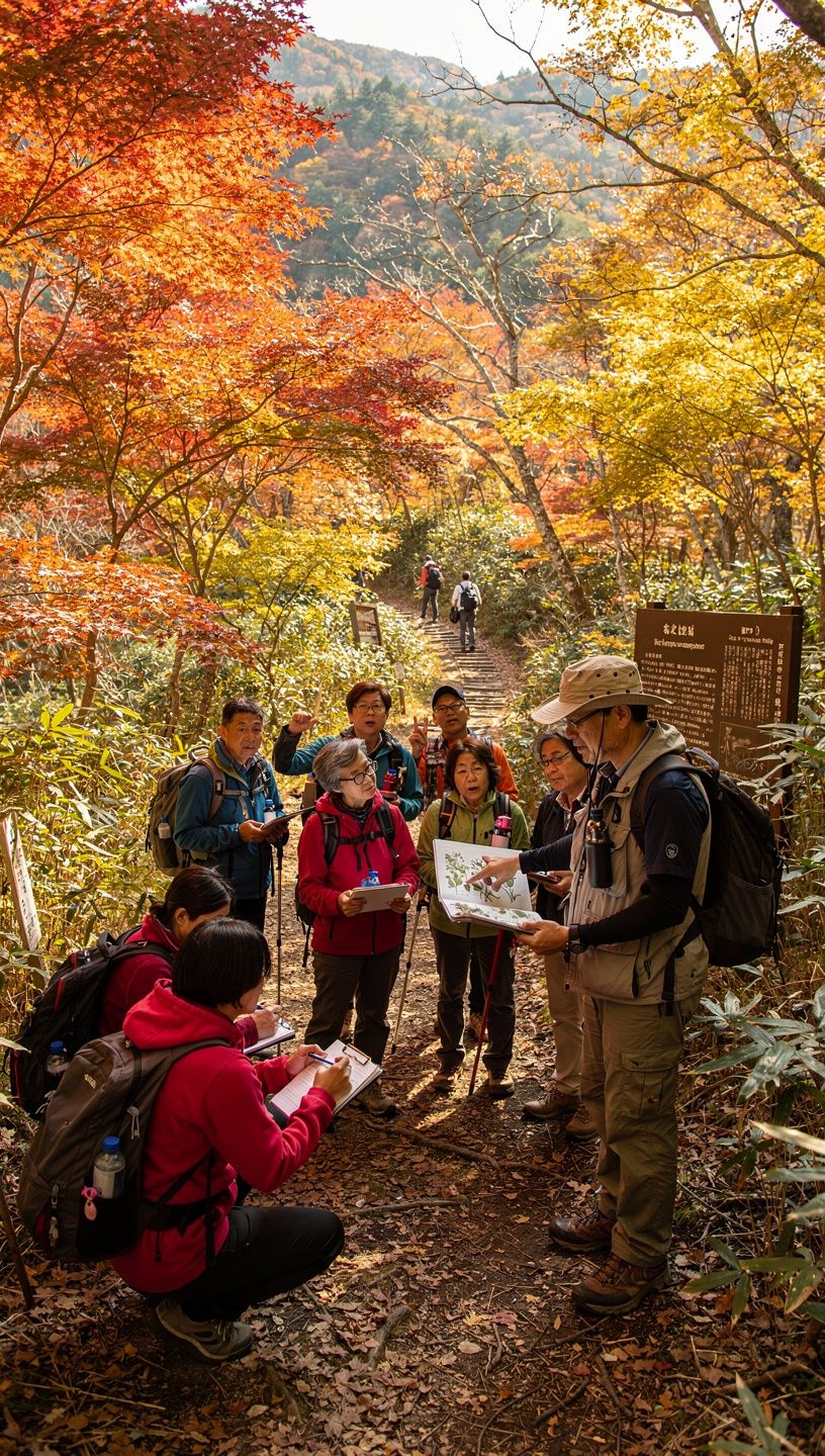美しい山々を背景にしたハイキングコースの風景